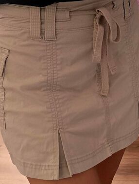Hollister Beige/Tan Cargo Mini Skirt with Tie Waist